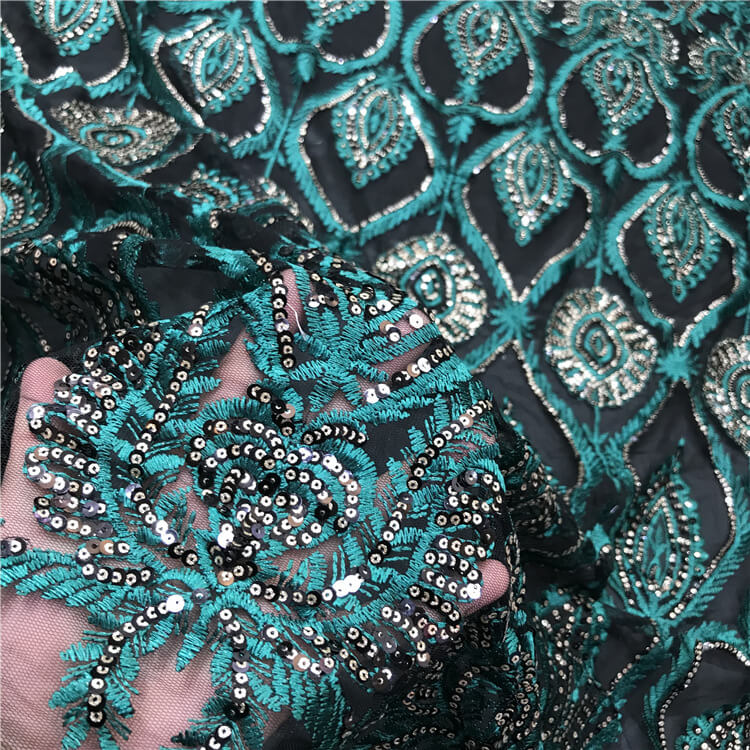 Sequin Evening Women's Polyester Embroidered Fabric for Women's Wear W 4
